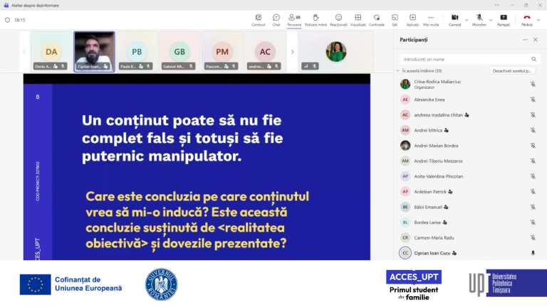 Ateliere interactive de dezinformare pentru studenți – o experiență practică de învățare critică