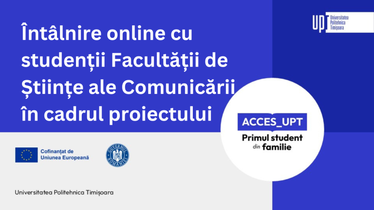 Întâlnire online cu studenții Facultății de Științe ale Comunicării în cadrul proiectului ACCES_UPT